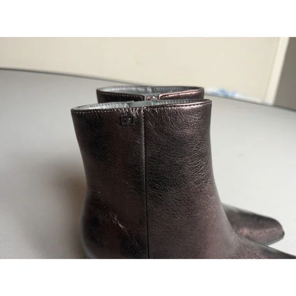 Franco Sarto L-Vivian Metallic Western Ankle Boots Bronze Leather NEW Size 7.5 - Picture 7 of 16